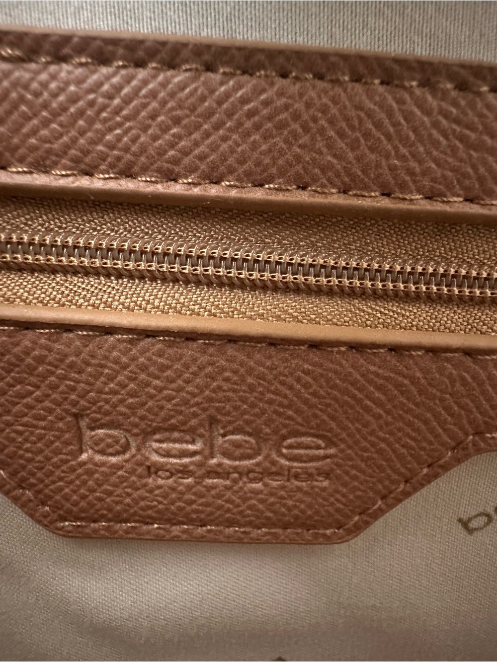 *ON HOLD* -bebe Tan Tote with Pink & Cream - NWT - Picture 3 of 7